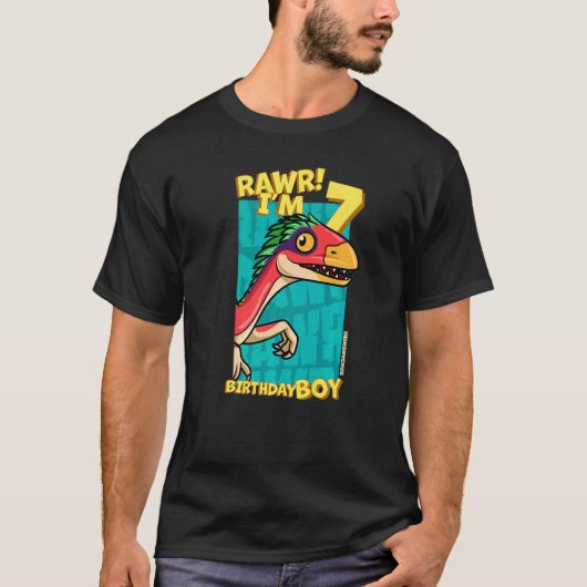 Rawr ik ben 7-jarige jongens 7e verjaardag Dino De T-shirt (Voorkant)
