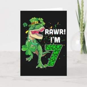 Rawr ik ben 7 verjaardagsjaren oud 2015 T Rex dino Kaart