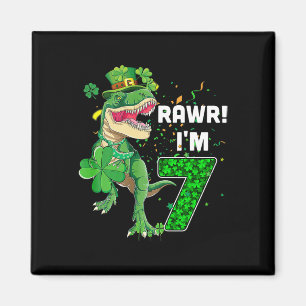 Rawr Ik ben 7 verjaardagsjaren oud 2015 T Rex dino Magneet