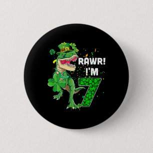 Rawr Ik ben 7 verjaardagsjaren oud 2015 T Rex dino Ronde Button 5,7 Cm