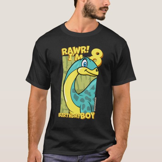 Rawr ik ben 8-jarige jongens 8e verjaardag Dino Ap T-shirt (Voorkant)