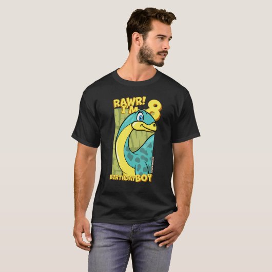 Rawr ik ben 8-jarige jongens 8e verjaardag Dino Ap T-shirt (Voorkant volledig)