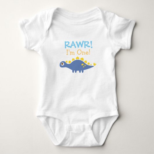 Rawr, ik ben Eén, Cute Dinosaur voor Baby's Romper (Voorkant)