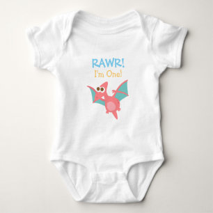 Rawr, ik ben één, Cute Roze Dinosaurussen voor Bab Romper