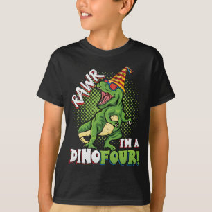 Rawr ik ben een Dinofour 4th Birthday Dinosaur Boy T-shirt