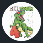 Rawr ik ben een Dinofour 4th Birthday Dinosaur Cla Ronde Sticker<br><div class="desc">Eerder ben ik een Dinofour T Rex Dinosaur 4th Birthday Party Boys design Classic Round Sticker Classic Collectie.</div>