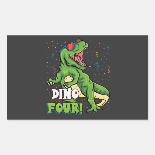 Rawr ik ben een Dinofour 4th Birthday Dinosaur Rechthoekige Sticker (Voorkant)