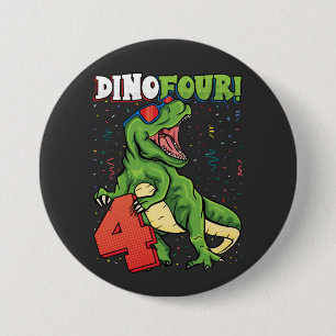 Rawr ik ben een Dinofour 4th Birthday Dinosaur Rou Ronde Button 7,6 Cm