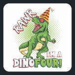 Rawr ik ben een Dinofour 4th Birthday Dinosaur Squ Vierkante Sticker<br><div class="desc">Rawr ik ben een Dinofour T Rex Dinosaur 4th Birthday Party Boys design Gift Square Sticker Classic Collectie.</div>