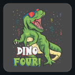 Rawr ik ben een Dinofour 4th Birthday Dinosaur Vierkante Sticker<br><div class="desc">Rawr ik ben een Dinofour T Rex Dinosaur 4th Birthday Party Boys Gift Square Sticker Classic Collectie.</div>
