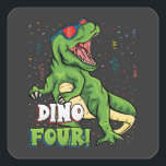 Rawr ik ben een Dinofour 4th Birthday Dinosaur Vierkante Sticker<br><div class="desc">Rawr ik ben een Dinofour T Rex Dinosaur 4th Birthday Party Boys Gift Square Sticker Classic Collectie.</div>