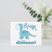 RAWR Ik ben een Dinosaur Diplodocus Briefkaart (Staand voorkant)