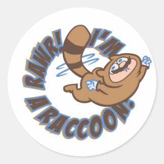 Rawr! Ik ben een Raccoon. Ronde Sticker