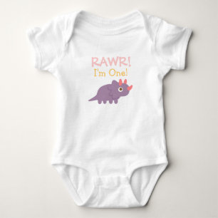 Rawr, ik ben Eén, Schattige Paarse Triceratops Din Romper