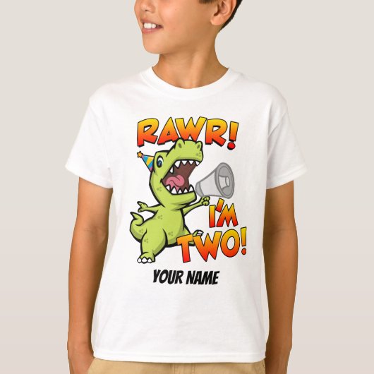 Rawr ik ben twee Dinosaur T-shirt (Voorkant)