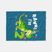 Rawr I'm 2 2nd Birthday T Rex Dinosaur Funny Party Fleece Deken (Voorkant (Horizontaal))
