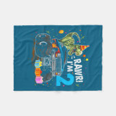 Rawr I'm 2 2nd Birthday T Rex Dinosaur Funny Party Fleece Deken (Voorkant (Horizontaal))
