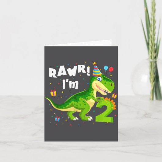 Rawr I'm 2 2nd Birthday T Rex Dinosaur Funny Party Kaart (Voorkant)