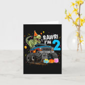 Rawr I'm 2 2nd Birthday T Rex Dinosaur Funny Party Kaart (Gele Bloem)