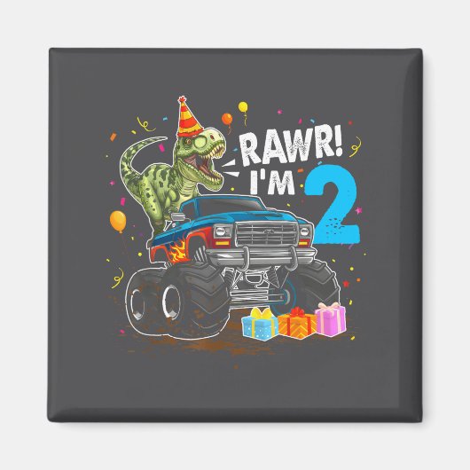 Rawr I'm 2 2nd Birthday T Rex Dinosaur Funny Party Magneet (Voorkant)
