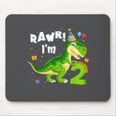 Rawr I'm 2 2nd Birthday T Rex Dinosaur Funny Party Muismat (Voorkant)