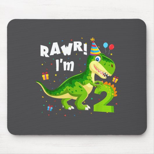 Rawr I'm 2 2nd Birthday T Rex Dinosaur Funny Party Muismat (Voorkant)