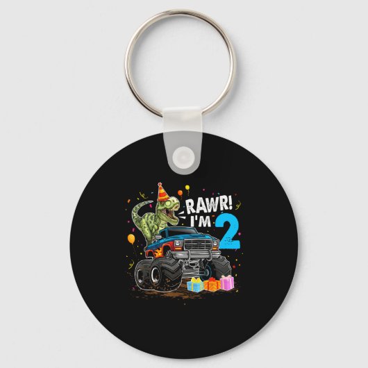 Rawr I'm 2 2nd Birthday T Rex Dinosaur Funny Party Sleutelhanger (Voorkant)
