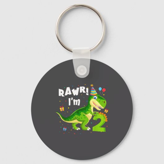 Rawr I'm 2 2nd Birthday T Rex Dinosaur Funny Party Sleutelhanger (Voorkant)