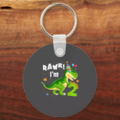 Rawr I'm 2 2nd Birthday T Rex Dinosaur Funny Party Sleutelhanger (Voorkant)