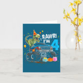Rawr I'm 4 4th Birthday T Rex Dinosaur Funny Party Kaart (Gele Bloem)