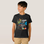 Rawr I'm 4 4th Birthday T Rex Dinosaur Funny Party T-shirt (Voorkant volledig)