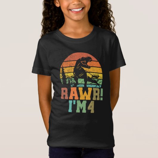 RAWR IM 4 Dinosaur T REX 4 jaar oud T-shirt (Voorkant)