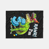 Rawr I'm 5 5th Birthday T Rex Dinosaur Funny Party Fleece Deken (Voorkant (Horizontaal))