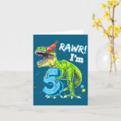 Rawr I'm 5 5th Birthday T Rex Dinosaur Funny Party Kaart (Gele Bloem)