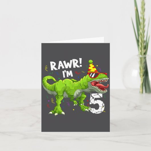 Rawr I'm 5 5th Birthday T Rex Dinosaur Funny Party Kaart (Voorkant)