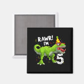 Rawr I'm 5 5th Birthday T Rex Dinosaur Funny Party Magneet (Voorkant / Achterkant)