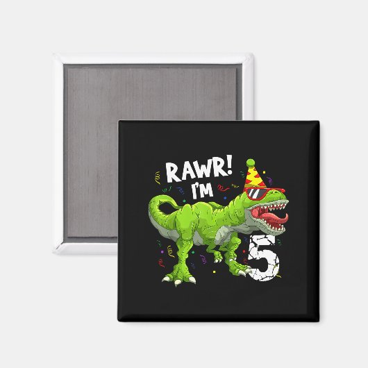 Rawr I'm 5 5th Birthday T Rex Dinosaur Funny Party Magneet (Voorkant / Achterkant)