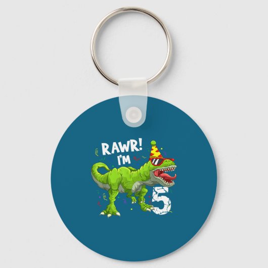 Rawr I'm 5 5th Birthday T Rex Dinosaur Funny Party Sleutelhanger (Voorkant)