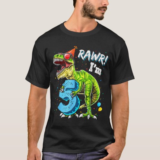 Rawr I'm 5 5th Birthday T Rex Dinosaur Funny Party T-shirt (Voorkant)