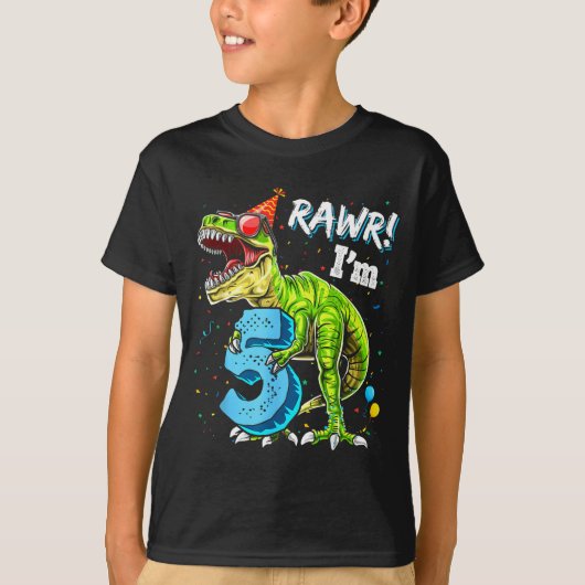 Rawr I'm 5 5th Birthday T Rex Dinosaur Funny Party T-shirt (Voorkant)