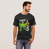 Rawr I'm 5 5th Birthday T Rex Dinosaur Funny Party T-shirt (Voorkant volledig)