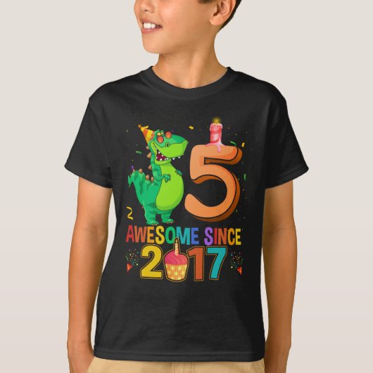 Rawr I'm 5 Kids 5 Year Old 5th Birthday T-shirt (Voorkant)