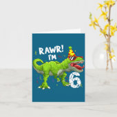 Rawr I'm 6 6th Birthday T Rex Dinosaur Funny Party Kaart (Gele Bloem)