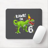 Rawr I'm 6 6th Birthday T Rex Dinosaur Funny Party Muismat (Met muis)