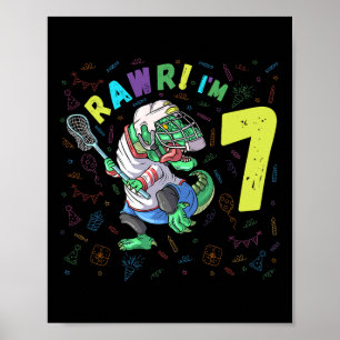 Rawr I'm 7 Dinosaur T-rex 7 Year Old Boy Birthday Poster