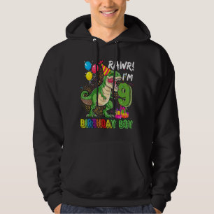 Rawr im 9 dinosaurus verjaardag jongen 9 jaar oud hoodie