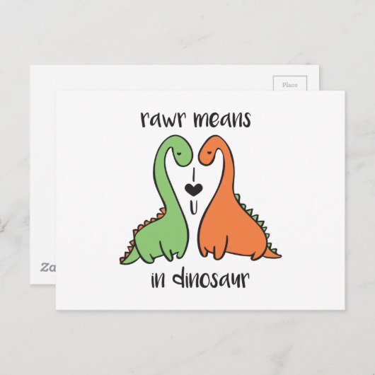 Rawr in Dinosaur Briefkaart (Voorkant / Achterkant)