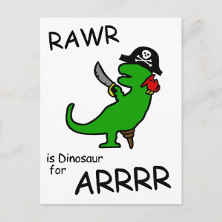 RAWR is Dinosaur voor ARRR (Pirate Dinosaur) Briefkaart