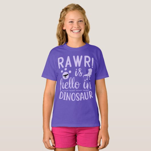 Rawr! Is Hallo in Dinosaur T-Shirt (Voorkant volledig)