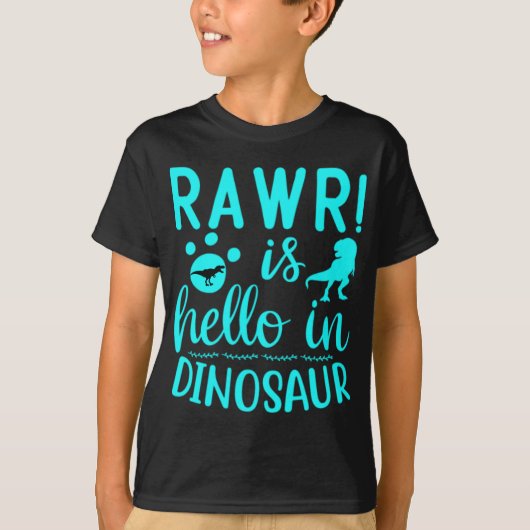 Rawr! Is Hallo In Dinosaur T-Shirt (Voorkant)